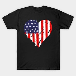 American Flag Heart Abstract 4th Of July Gift T-Shirt